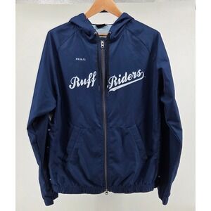 Primal Ruff Rider Blue Hooded Full Zip Windbreaker Cycle Gear Dog Graphic Men XL